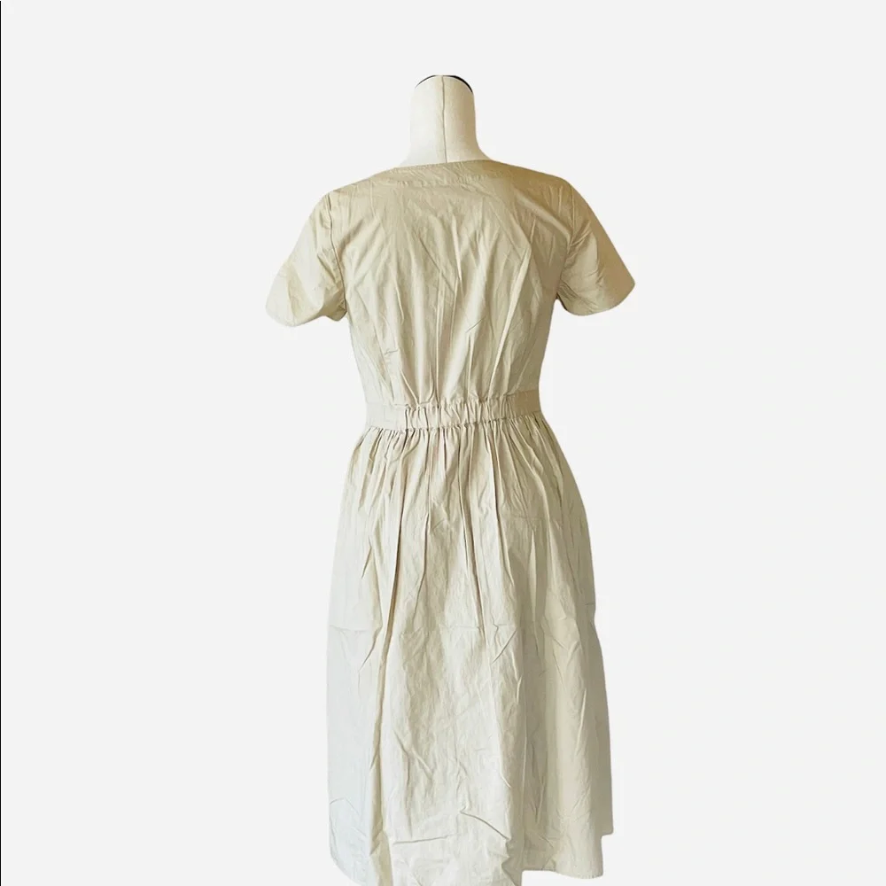 NWOT J.CREW BUTTON FRONT POPLIN KHAKI WRAP MIDI DRESS